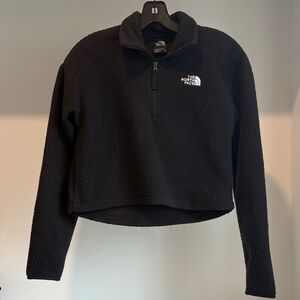 The North Face Black Half-Zip Sherpa Cropped Pullover
